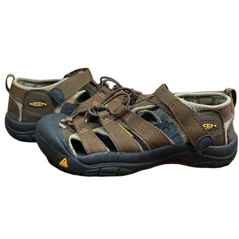 Keen Newport H2 Bison Brown Leather Hiking Sandals Youth Sz 4 Waterproof Outdoor